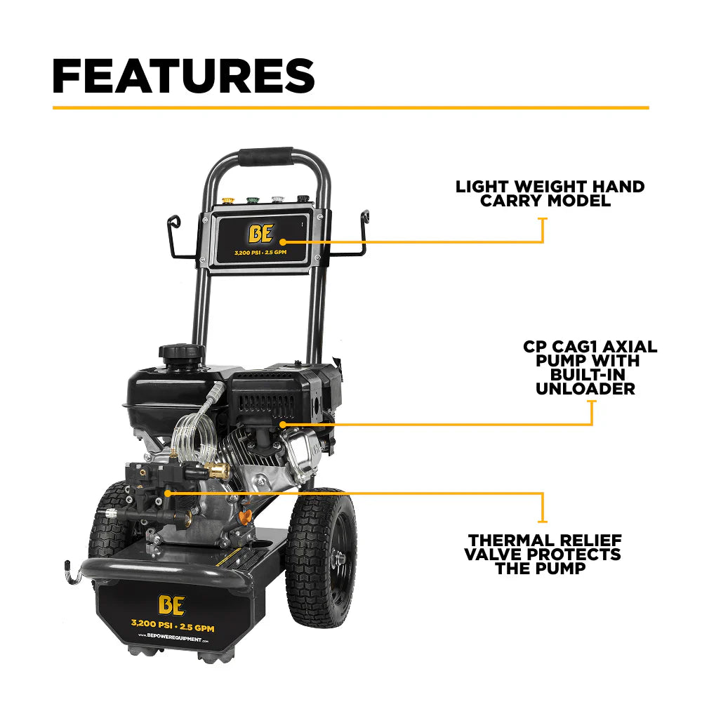 3,200 PSI 2.5 GPM Cold Water Gas Pressure Washer - B327PX - Pressure Washers