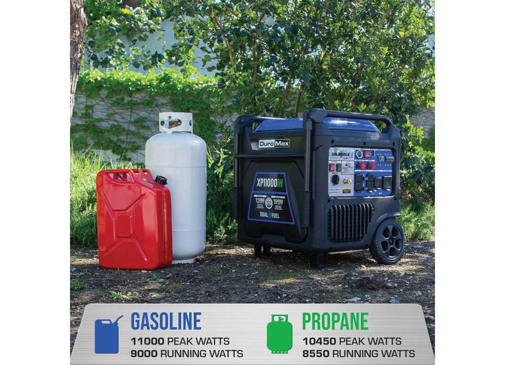 DuroMax, 11000 Dual Fuel Digital Inverter, Surge Watts 11000 Rated Watts 9000 Voltage 120/240 Model# XP11000iH