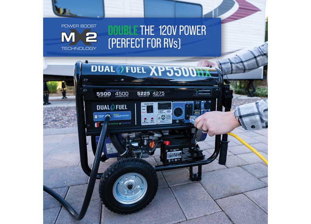 DuroMax Dual Fuel Generator with CO Alert, 5500 Surge Watts, 4500 Rated Watts, Electric Start, Model# XP5500HX
