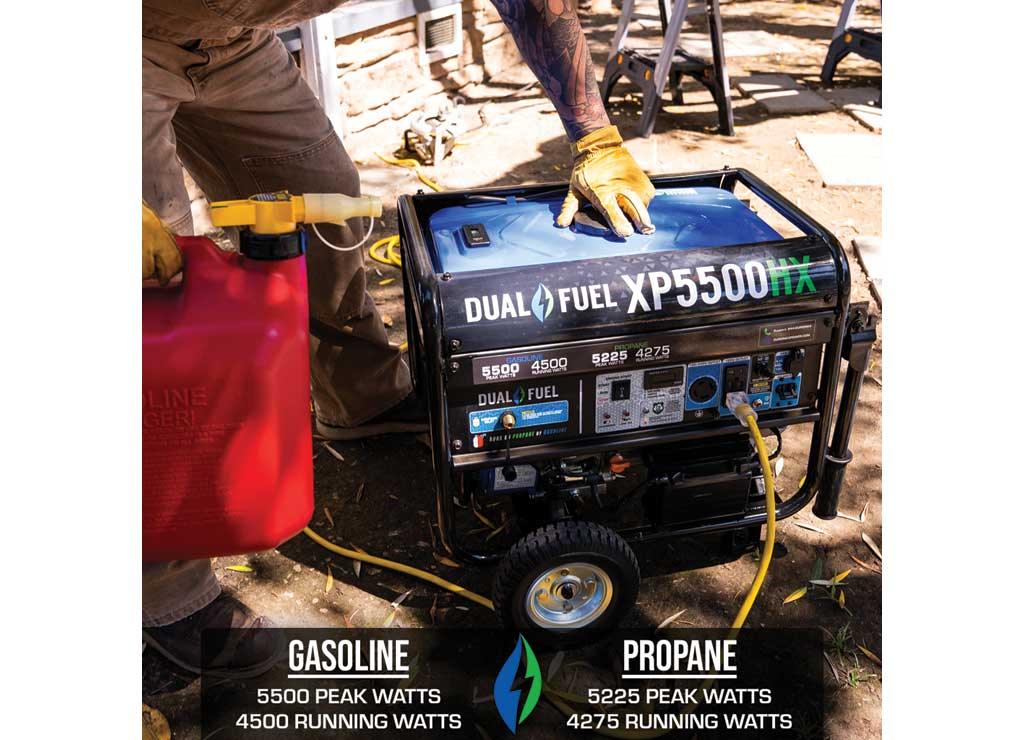 DuroMax Dual Fuel Generator with CO Alert, 5500 Surge Watts, 4500 Rated Watts, Electric Start, Model# XP5500HX