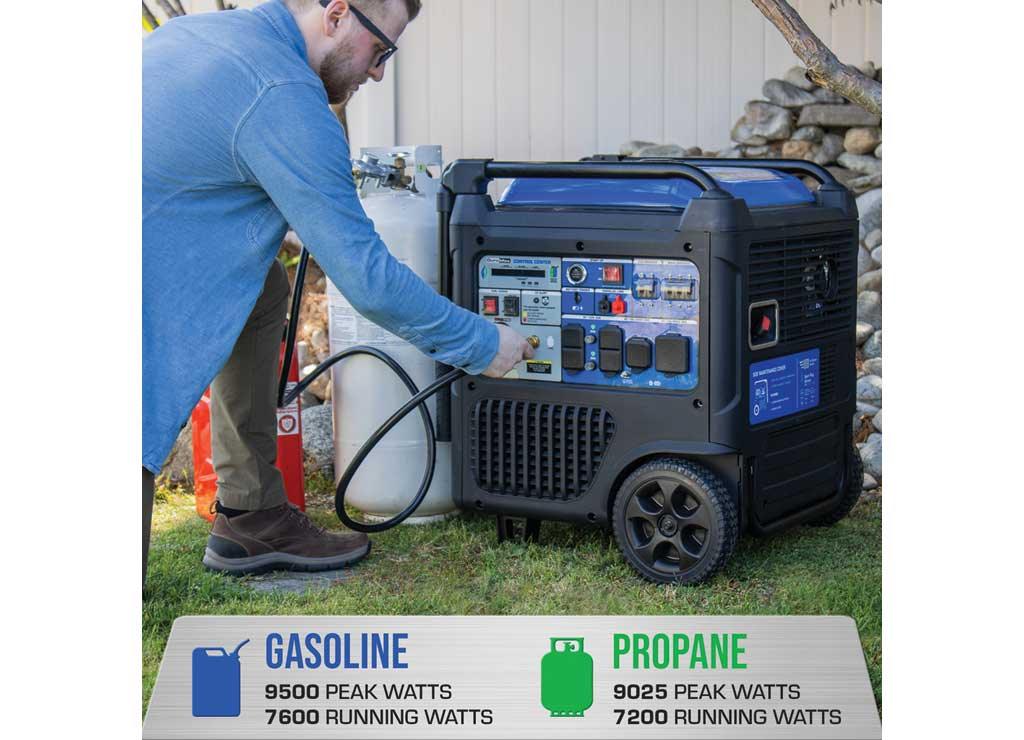 DuroMax, 9500 Dual Fuel Digital Inverter, Surge Watts 9500 Rated Watts 7600 Voltage 120/240 Model# XP9500iH