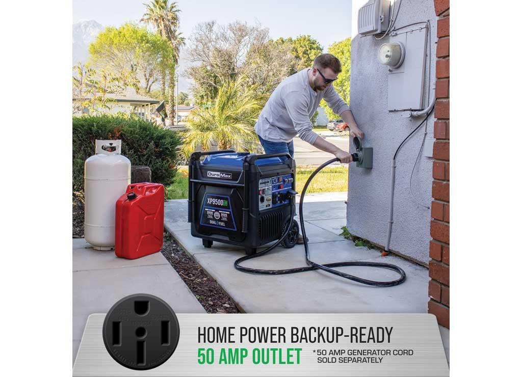 DuroMax, 9500 Dual Fuel Digital Inverter, Surge Watts 9500 Rated Watts 7600 Voltage 120/240 Model# XP9500iH
