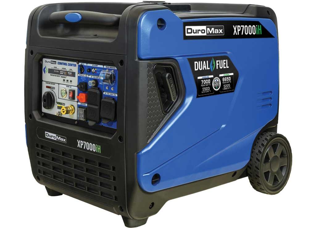 DuroMax, 7000 Dual Fuel Digital Inverter, Surge Watts 7000 Rated Watts 5500 Voltage 120/240 Model# XP7000iH