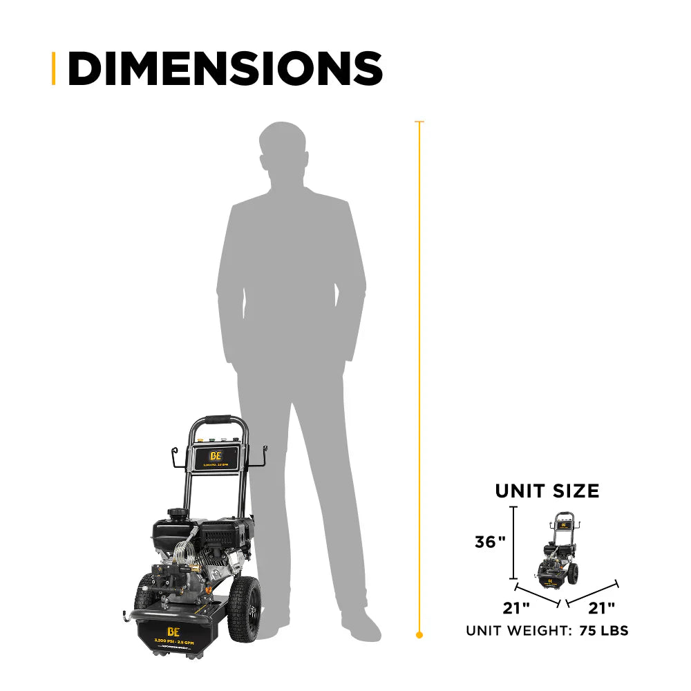 3,200 PSI 2.5 GPM Cold Water Gas Pressure Washer - B327PX - Pressure Washers