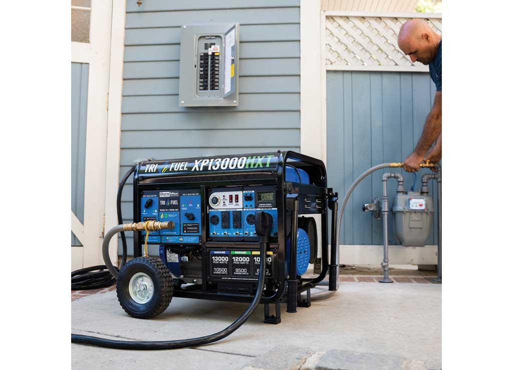 DuroMax Portable Tri-Fuel Generator with CO Alert, 13,000 Surge Watts, 10,500 Rated Watts, Electric Start, Model# XP13000HXT