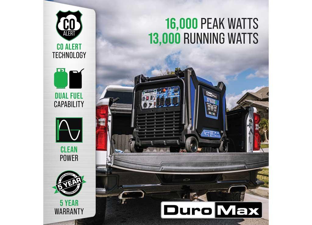DuroMax XP16000iH 16,000 Watt Dual Fuel Portable Inverter Generator - Quiet, Low THD