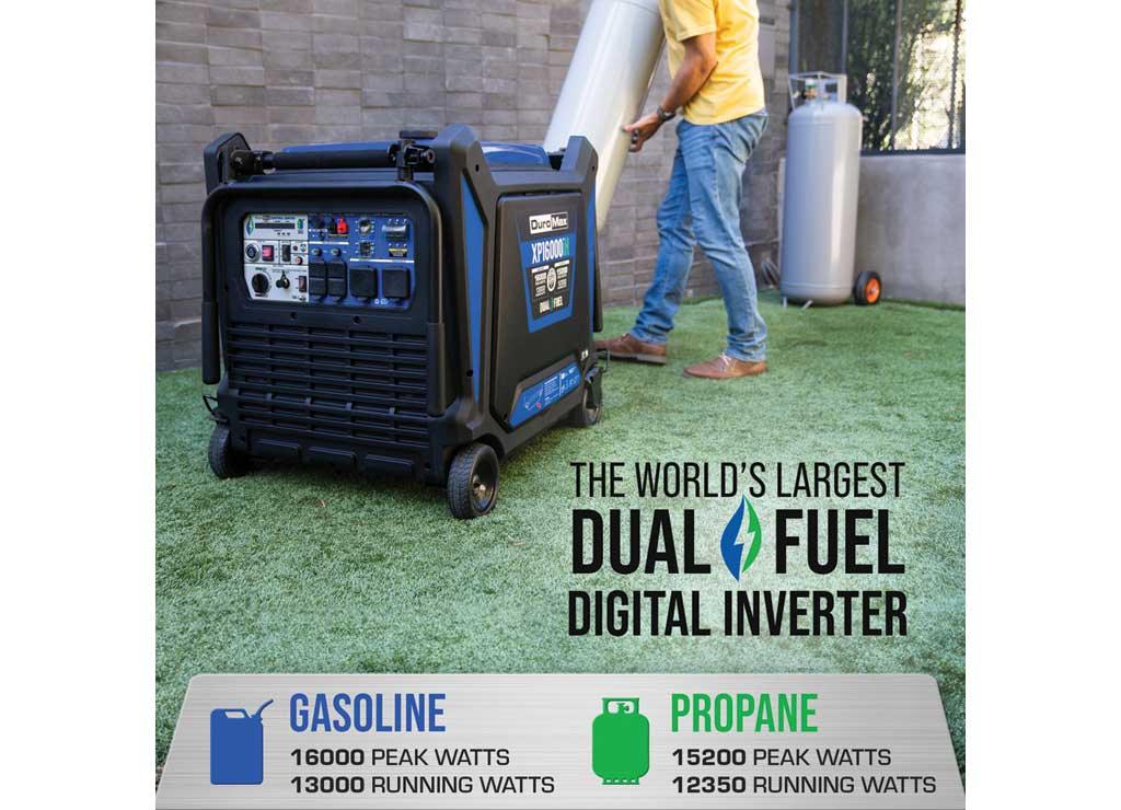 DuroMax XP16000iH 16,000 Watt Dual Fuel Portable Inverter Generator - Quiet, Low THD