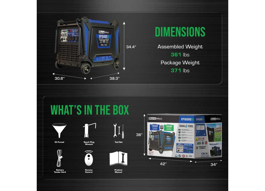 DuroMax XP16000iH 16,000 Watt Dual Fuel Portable Inverter Generator - Quiet, Low THD