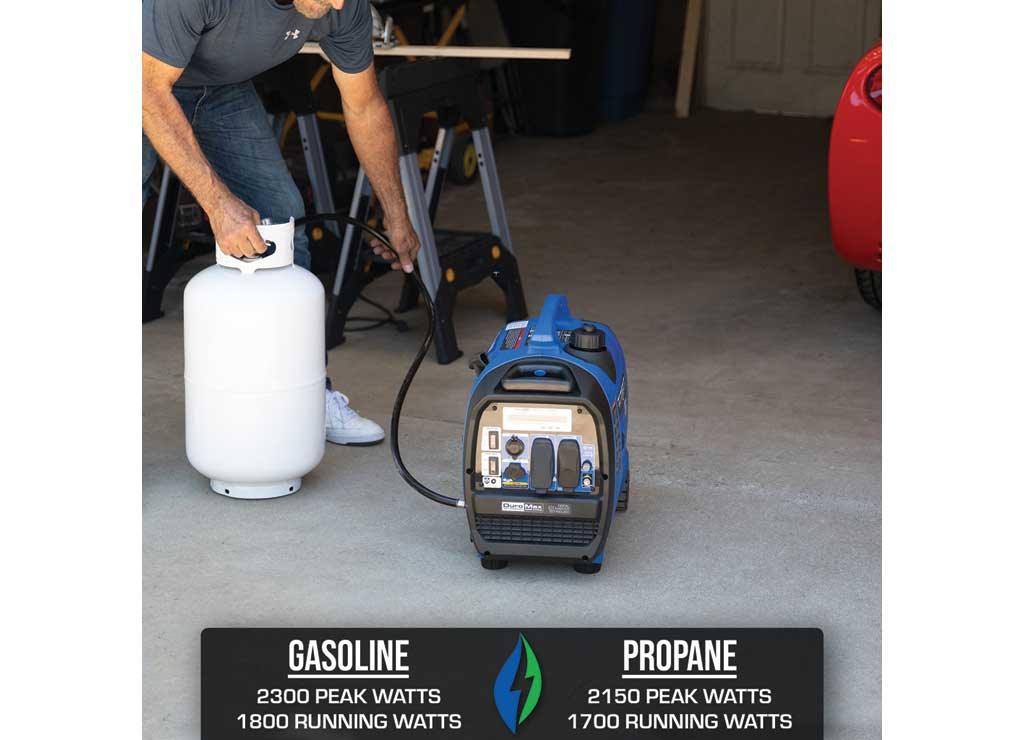DuroMax Dual Fuel Digital Inverter Generator with CO Alert, 2300 Surge Watts, 1800 Rated Watts, Model# XP2300iH