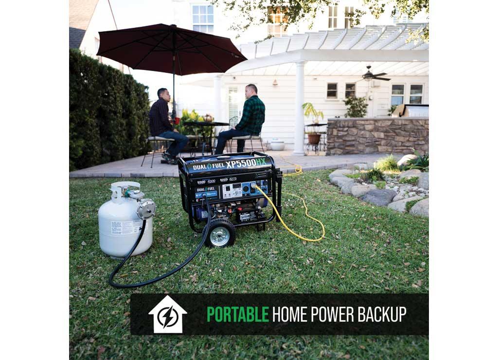 DuroMax Dual Fuel Generator with CO Alert, 5500 Surge Watts, 4500 Rated Watts, Electric Start, Model# XP5500HX