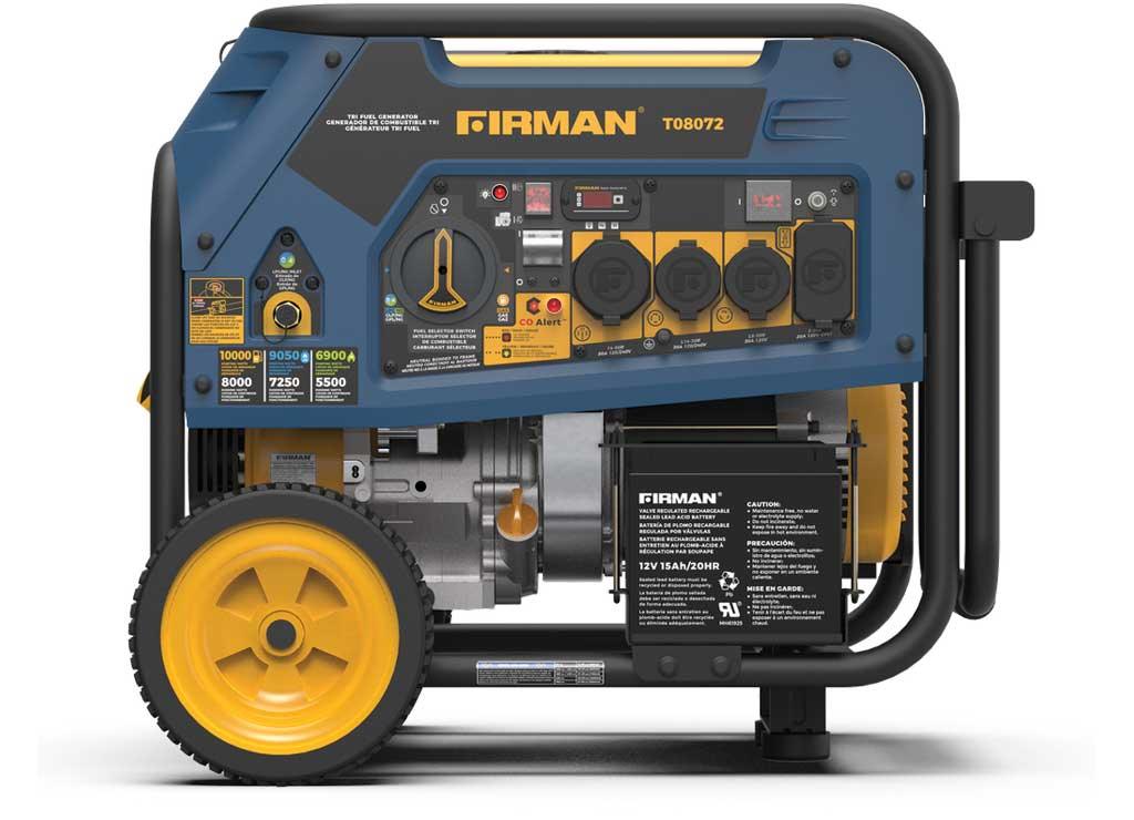 Firman T08072 8000W/10000W 50 Amp Tri-Fuel Electric Start Generator With CO Alert New
