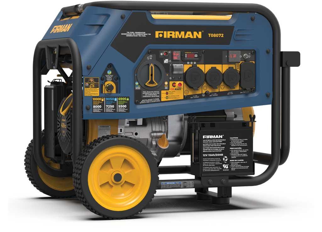 Firman T08072 8000W/10000W 50 Amp Tri-Fuel Electric Start Generator With CO Alert New