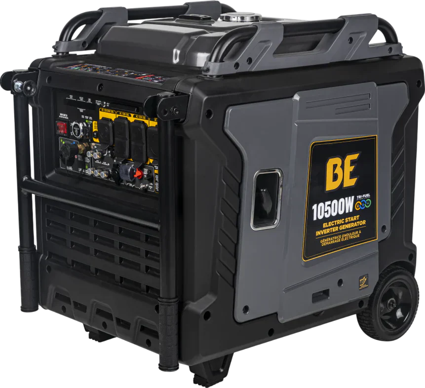 BE 8500W/10500W Inverter Generator Tri-Fuel Gas Liquid Propane Natural Gas Low THD Powerease Engine Electric Start