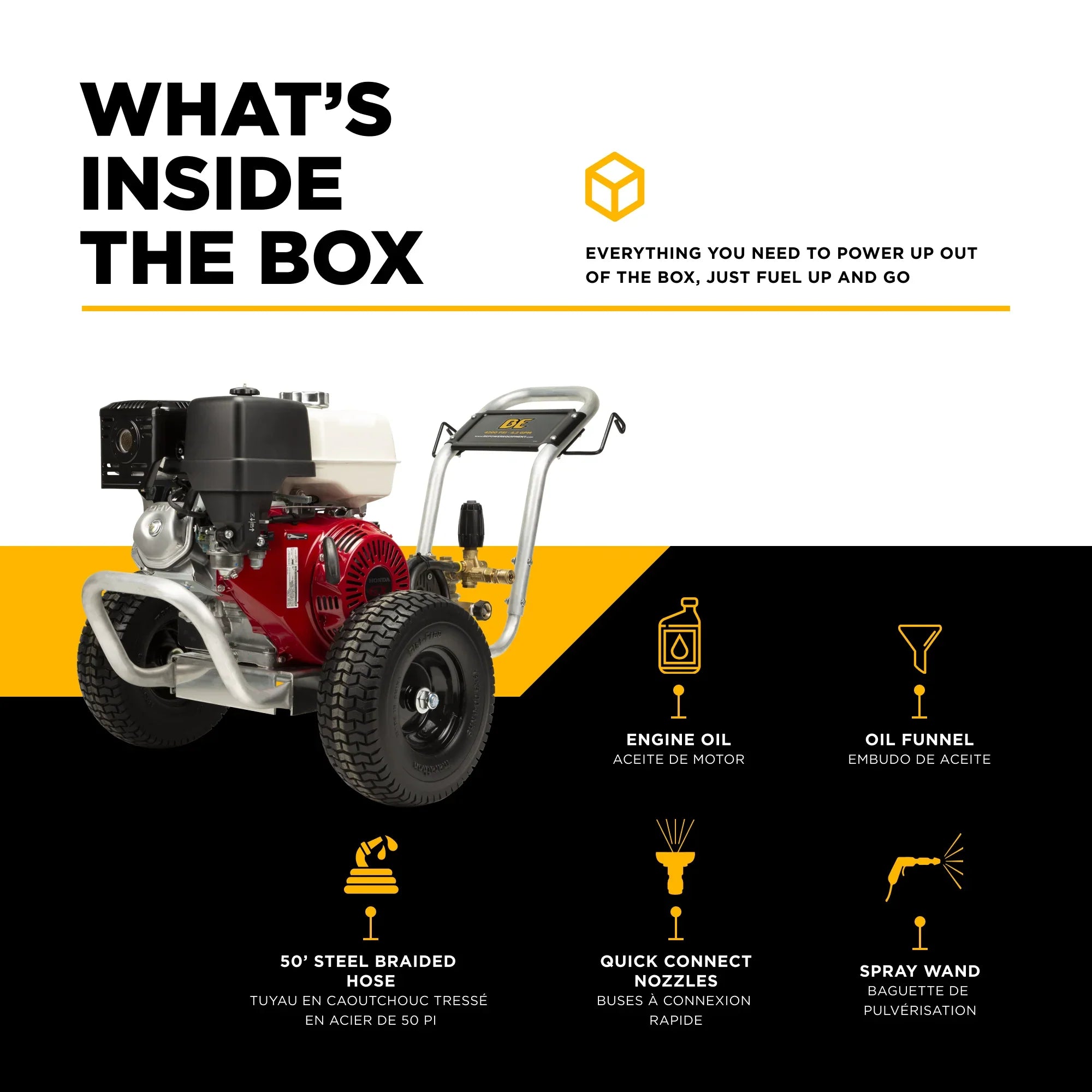 BE Power 4,200 PSI 4.2 GPM Cold Water Gas Pressure Washer Belt Drive System - Pressure Washers