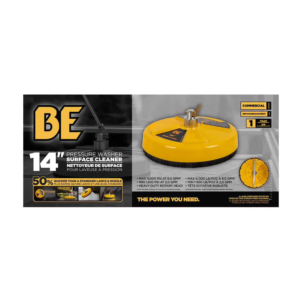 BE Power Equipment Whirl-A-Way 14’’ Surface Cleaner (4000 PSI 180°F) - Pressure Washers