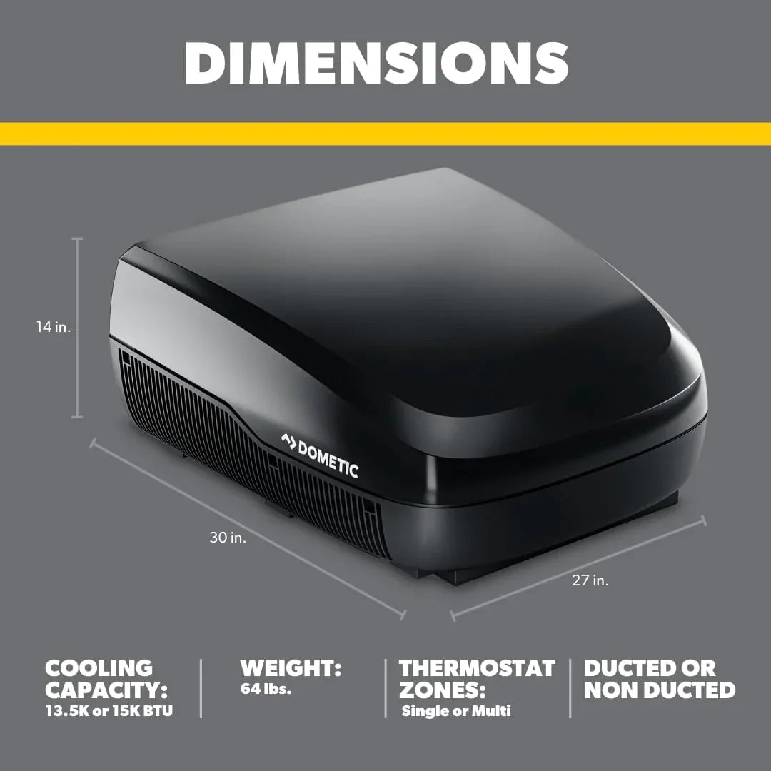 Dometic FreshJet 3 Series RV Air Conditioner FJX3573MBKAS 15,000 BTU Black - RV HVAC