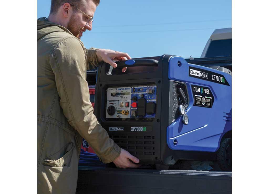 DuroMax, 7000 Dual Fuel Digital Inverter, Surge Watts 7000 Rated Watts 5500 Voltage 120/240 Model# XP7000iH