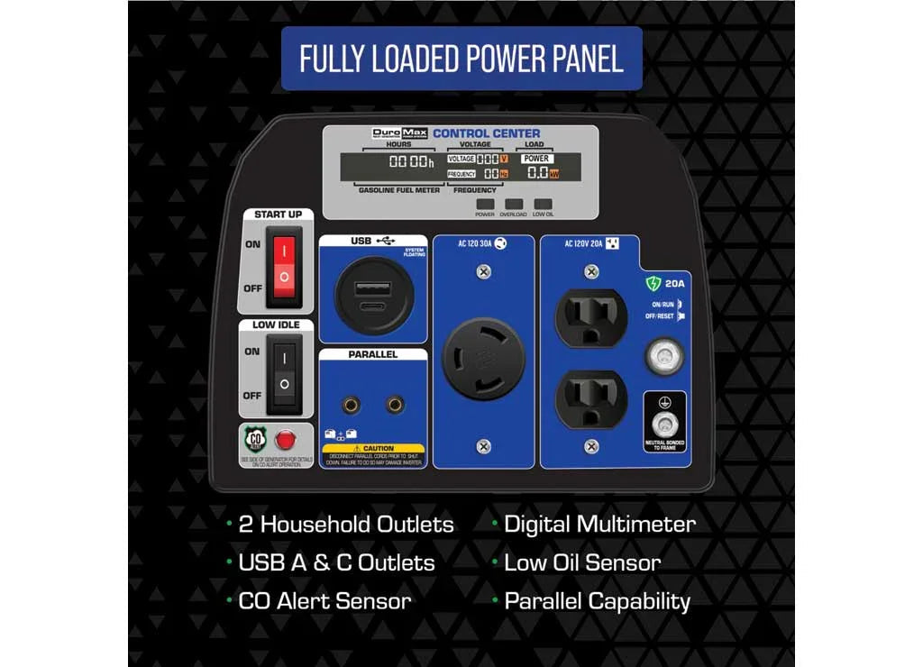 DuroMax Dual Fuel Digital Inverter Generator with CO Alert, 2300 Surge Watts, 1800 Rated Watts, Model# XP2300iH