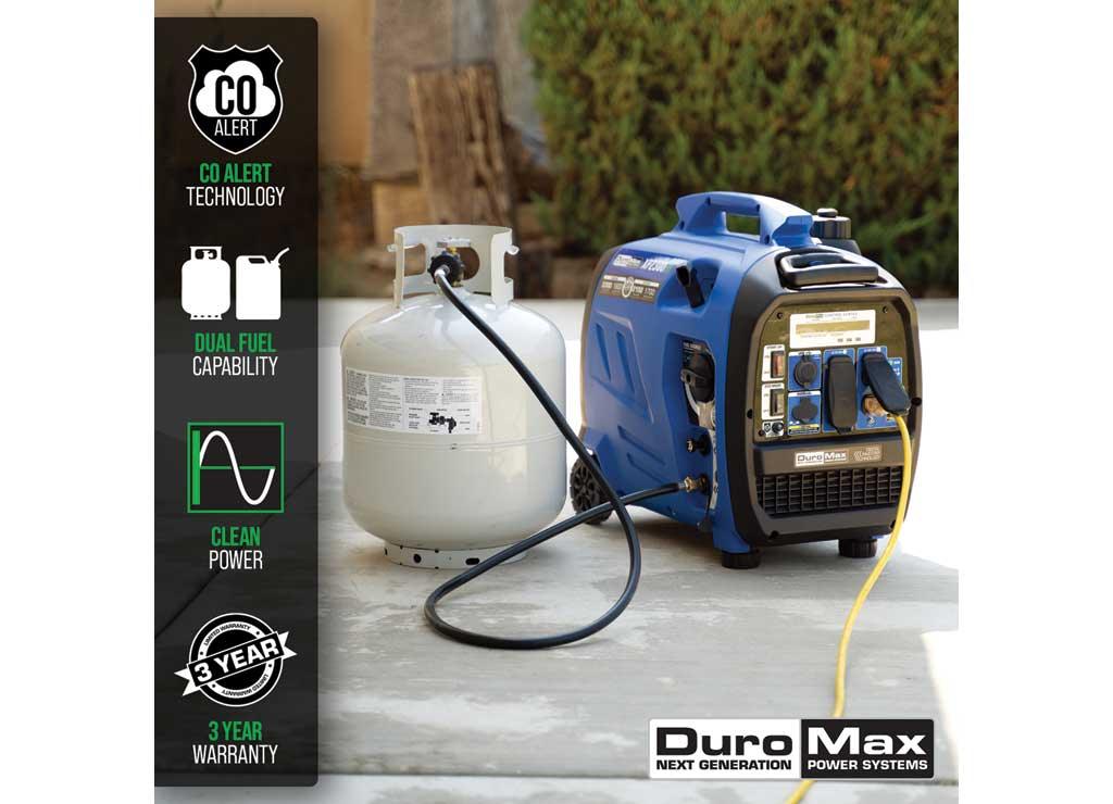 DuroMax Dual Fuel Digital Inverter Generator with CO Alert, 2300 Surge Watts, 1800 Rated Watts, Model# XP2300iH