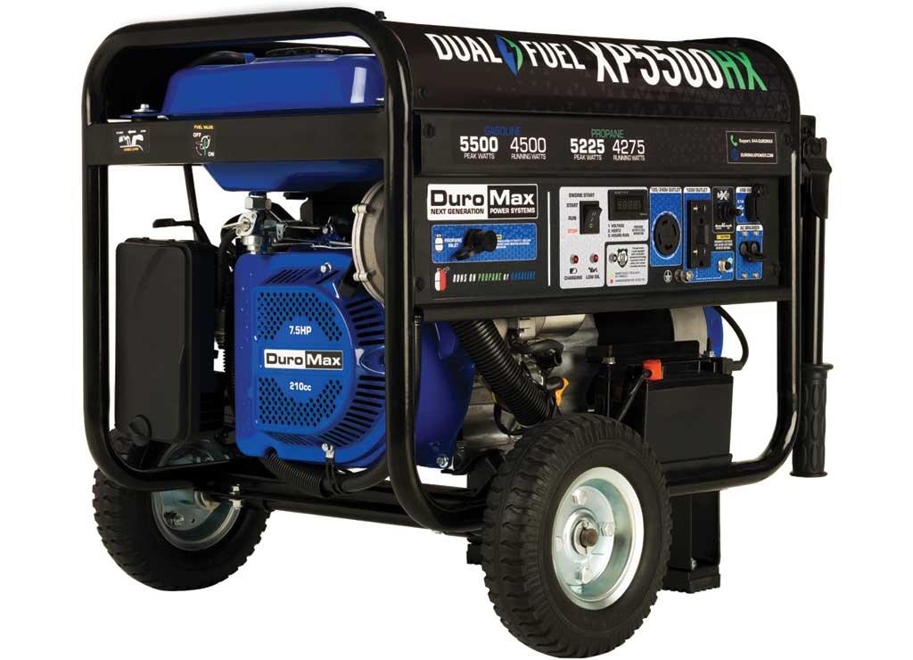 DuroMax Dual Fuel Generator with CO Alert, 5500 Surge Watts, 4500 Rated Watts, Electric Start, Model# XP5500HX