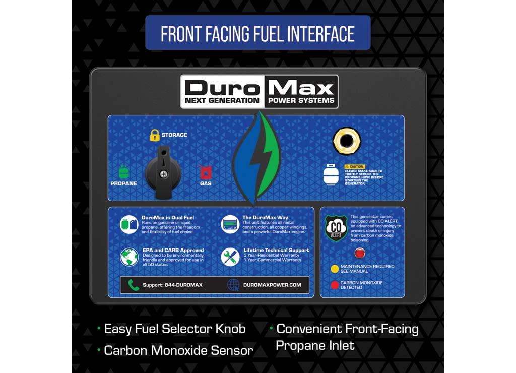 DuroMax Portable Dual Fuel Generator 13,000 Surge Watts 10,500 Rated Watts Electric Start - Generator