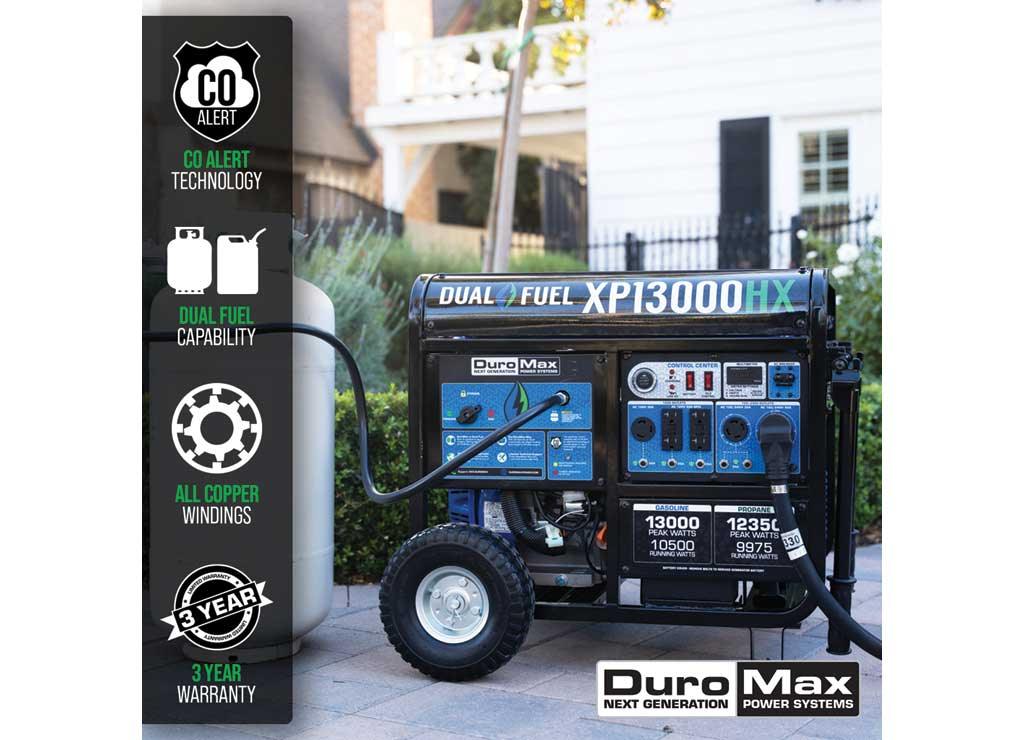 DuroMax Portable Dual Fuel Generator 13,000 Surge Watts 10,500 Rated Watts Electric Start - Generator