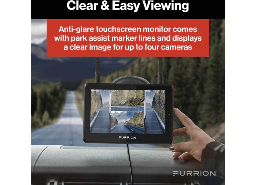 Furrion FOS5HTASF Vison S+ RV Backup Camera System 5’’ Monitor Rear Sharkfin Camera - Exterior Truck Parts