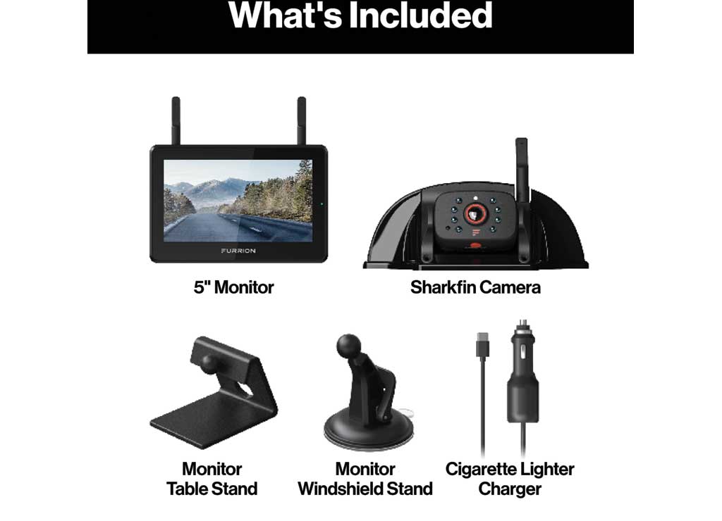 Furrion FOS5HTASF Vison S+ RV Backup Camera System 5’’ Monitor Rear Sharkfin Camera - Exterior Truck Parts